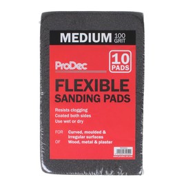 ProDec 10 pk Medium Grit Flexible Foam Filled Sanding Pad for Flat & Curved Wood & Metal Surfaces Including Window Sills, Architraves, Skirting Board, Pipes, Railings, Furniture, Balustrades, Spindles