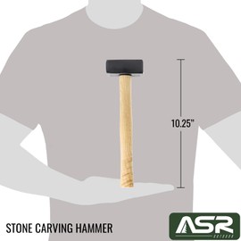 ASR Outdoor 10 inch Stone Carving Hammer Hardened Steel Mallet for Masonry