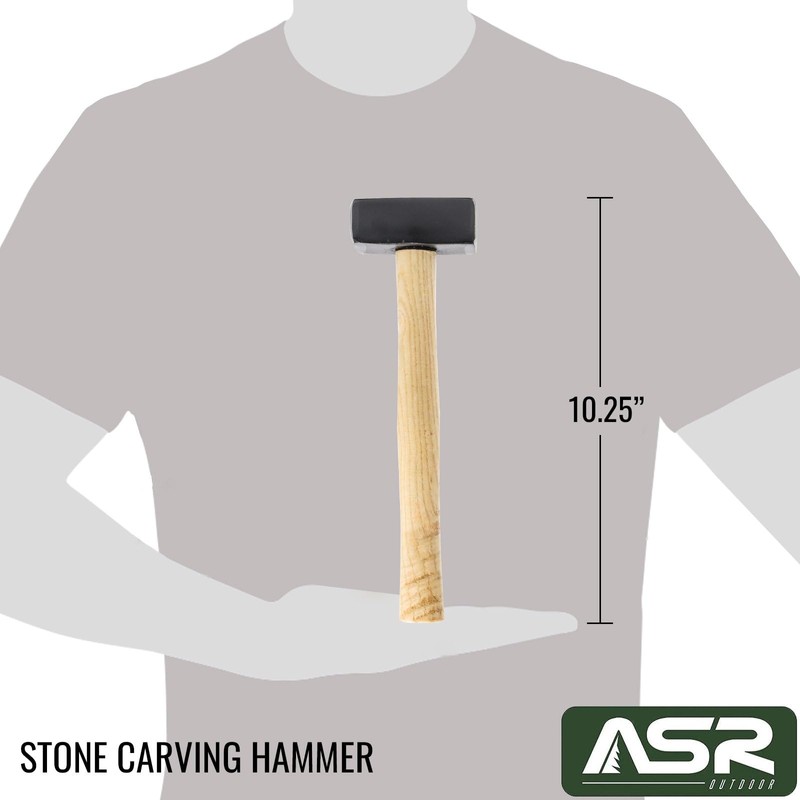 ASR Outdoor 10 inch Stone Carving Hammer Hardened Steel Mallet