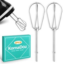 KornaDoz 2 Pack Heavy Duty Stainless Steel Hand Mixer Beaters, Replacement Attachments for 9-Speed Electric Handheld Mixers, Turbo Whisk Accessories for Baking, Cooking & Whipping Cream