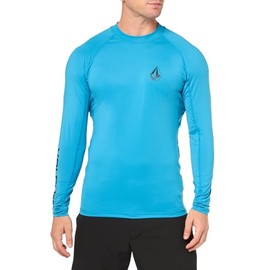 Volcom Men's Solid UPF 50+ Long Sleeve Rashguard, Tidal Blue, Medium