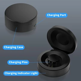 Wireless Charging Case for Smart Ring, Portable Travel Charging Box for RingConn Gen1 Gen 2 Gen 2 Air, 590mAh Black USB C Magnetic Charging Box (6-7#)