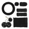 10PCS Fluffy Car Accessories Set, Furry Steering Wheel Cover with