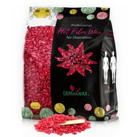 DERMAWAX Dermawax 500 Gramm Rose Wax Perlen mit Kokosöl- Professionelles Heißwachs für Haarentfernung- Sanftes Waxing ohne Streifen- Brazilian, Beine, Achseln, Gesicht- Für Frauen & Männer (0,5 kg, Black Rose)