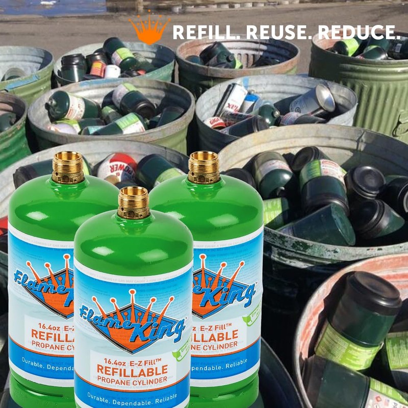 Flame King Refillable 1LB Empty Propane Cylinder Tank - Reusable
