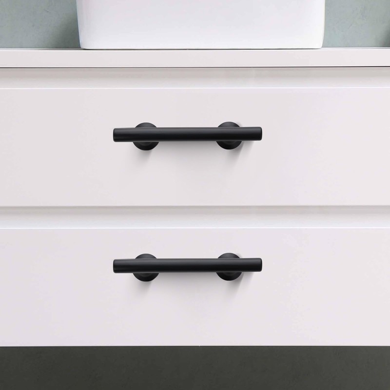 NNEGS 3 inch Matte Black Cabinet Hardware Cabinet Handle Black