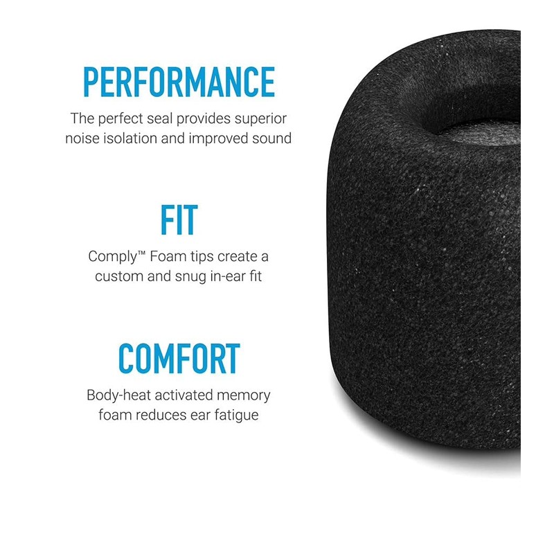 Comply Isolation Plus Noise Cancelling Memory Foam Earphone Tips for