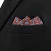 S&W SHLAX&WING Mens Pocket Square Medium Vermillion Red Floral Blue