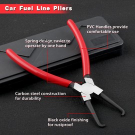 LEONTOOL 8 Inches Car Fuel Line Pliers Fuel Filter Pipe Hose Connector Fuel Filter Removal Tool Hose Removal Pliers Quick Release Hose Connector Fuel Line Disconnect Tool for Car Auto Maintenance, Red