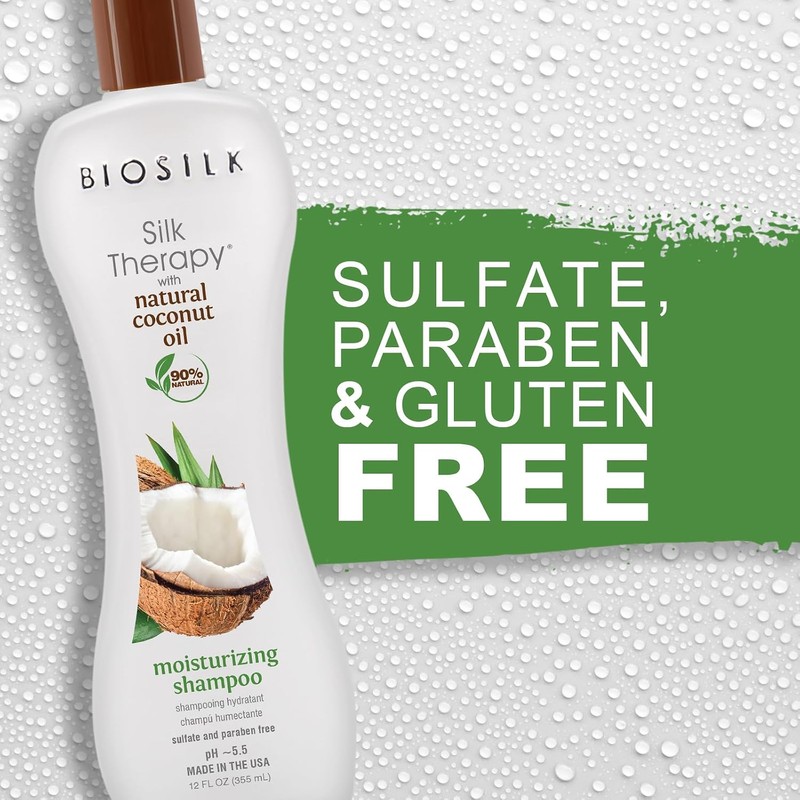 Biosilk Silk Therapy with Organic Coconut Oil Moisturizing Shampoo, 12