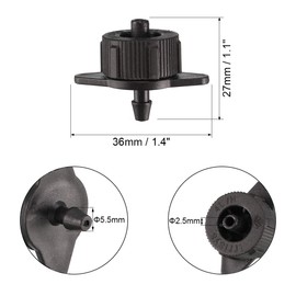 sourcing map Pressure Compensating Dripper 1 GPH 4L/H Emitter for Garden Lawn Drip Irrigation with Barbed Hose Connector, Plastic Black 25pcs