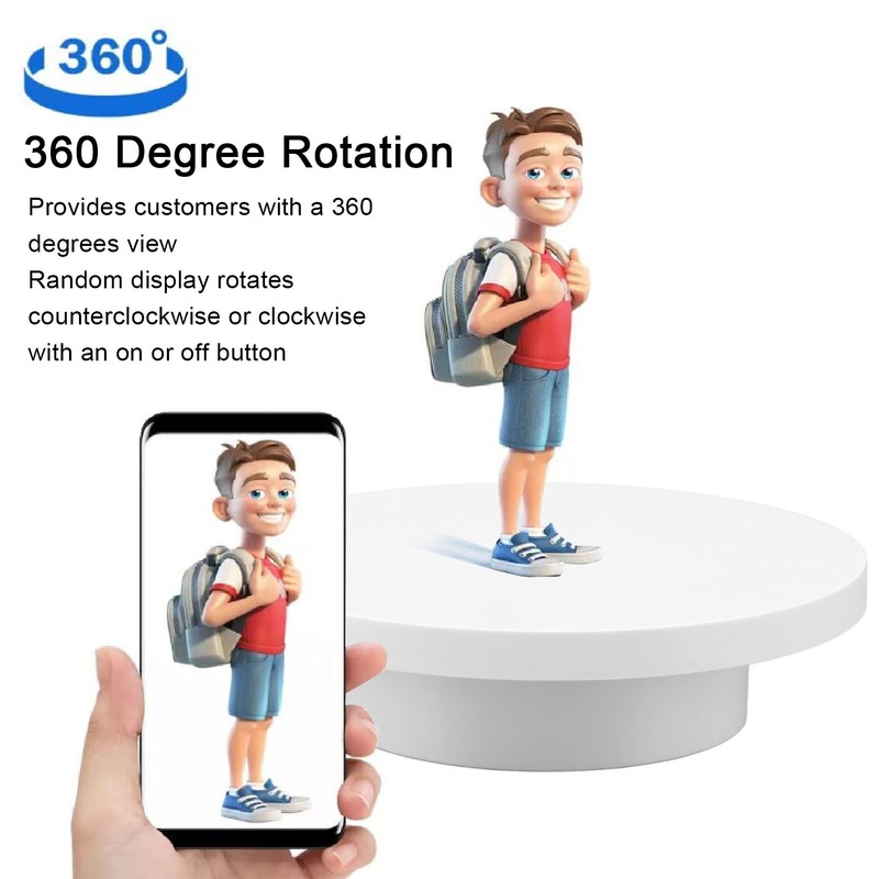 Rotating Display Stand White Plug in Remote Control Load Bearing