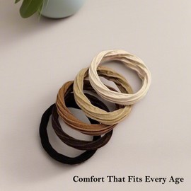 Soft Elastic Hair Ties Set - No Damage for Thick Hair, Seamless Non-Slip Comfortable Elastic Bands for Women, Neutral Colors, No-Crease Holders, Comfort-Fit All Hair Types, 20 per Pack