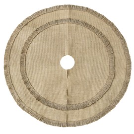 Ivenf Christmas Tree Skirt, 30 inches Small Plain Burlap Tree Skirt with Tassels, Natural Jute Tree Skirt for Xmas Home Decor Indoor, Fall Winter Rustic Christmas Decorations for Slim Pencil Tree