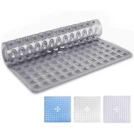 Ameha Square Shower Bath Mat Non Slip Anti Mould - Grey 53x53cm Bathroom Mats with Strong Suction Cups Grip and Drain Holes Shower Mats Machine Washable Bath Mats