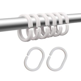 Plastic Shower Curtain Hooks White Curtain C Rings for Bathroom Shower Rod Window Curtains Hook Hanger