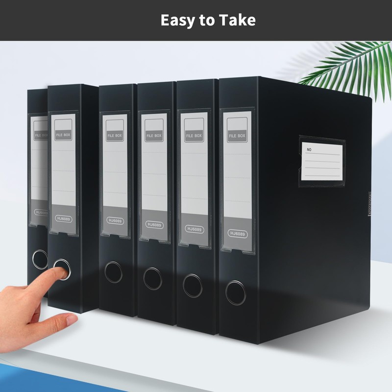 4 Pack Box Files A4,Plastic Box File with Lid,55mm Spine