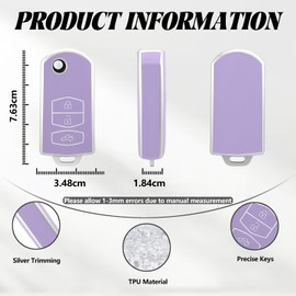 TOOMUME Car Key Cover TPU, Car Key Case Fit for Mazda 2/3/5/6 M2 M3 M5 M6 CX3 CX5 CX7 CX9 CX30 MX5 RX8 BT50 Atenza Demio Speed 3 X-5 Summit, Protective Key Fob Cover Key Fob Case - Flip Key