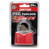 Dekton DT70225 50MM Covered Steel Padlock, Black and Red