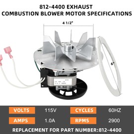 Hiorucet 812-4400 Exhaust Blower Motor for PelPro PP130 PP60 PP130-B PP70 PPC90 TSC90, Quadra-Fire Castile, Santa Fe, Contour, Outfitter, Heatilator Eco Choice PS35, Pleasant Hearth PH50CABPS