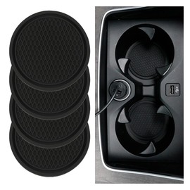 4PCS Car Cup Holder Coaster, 2.7 Inch Honeycomb Non-Slip Car Coaster, Auto Embedded in Ornaments Coaster, Universal Cup Holder Insert Mat for Most Car Interior Accessories (Black)