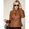 LL WJC747 Womens Dressy Vegan Leather Biker Jacket M CAMEL