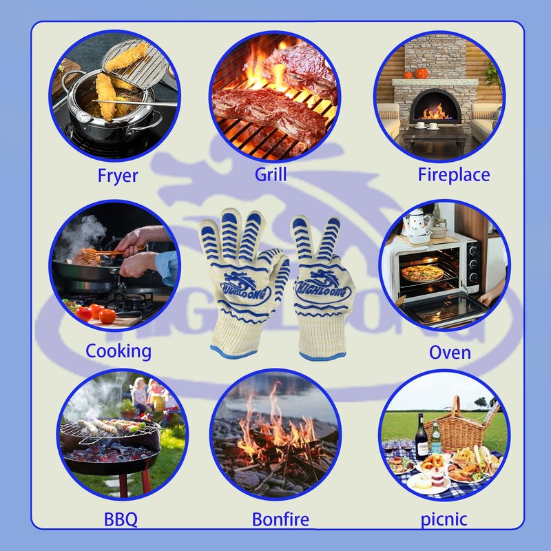 BBQ Gloves, Oven Gloves Original 2 Pack1472℉ Extreme Heat Resistant,