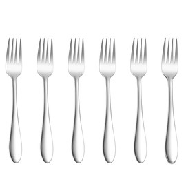 Herogo Fork Set of 6, Stainless Steel Dinner Fork Set, Table Fork with Polished Curved Handle, Ideal for Home, Hotel, Restaurant, Durable & Dishwasher Safe, Metal Silver (20 cm)