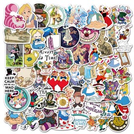Norinoya 50PCS Alice in Wonderland Stickers for Birthday Christmas Children's Day Gift,Princess Stickers for Party Supply