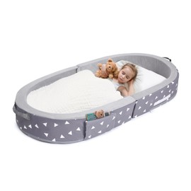 Mooedcoe Foldable Toddler Floor Bed with Sides, Folding Toddler Bed for Travel Kid Foam Sleeping Cot (Round, Dot)