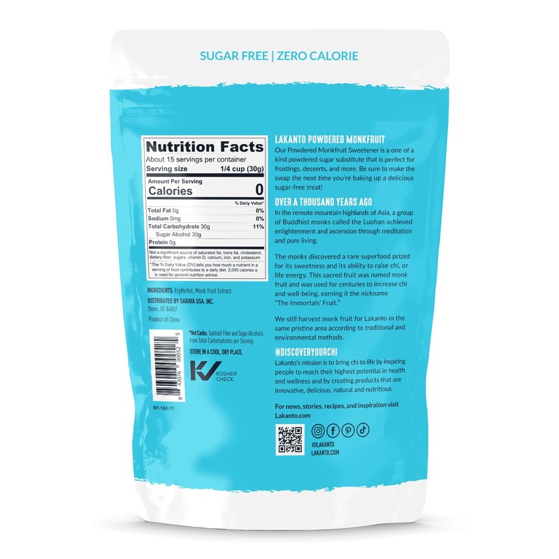 Lakanto Powdered Monk Fruit Sweetener With Erythritol, Powdered Sugar Substitute