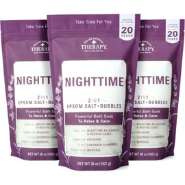 Village Naturals Therapy, Nighttime Foaming Epsom Soak, 36 Oz, Pack of 3