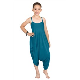 Hamishkane New Kids Girls Cami Jumpsuit Italian Drape Baggy Plain Lagenlook Romper Playsuit Teal