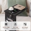 Vagusicc C Shaped End Table with Charging Station, Adjustable Height