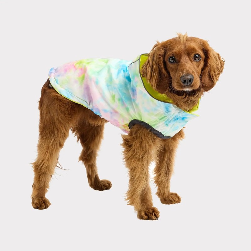 GF Pet Reversible Raincoat - Neon Yellow with Tie Dye