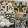 Metallic Silver Balloons Different Size, 123 Packs Silver Balloons Arch