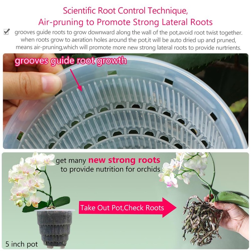 Meshpot 5 inch Orchid Pots with Holes for Repotting with