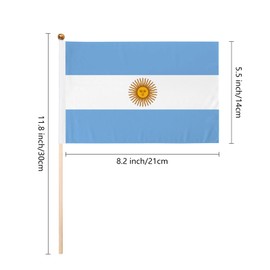 12 Piece Small Argentina Flag, 5 x 8 Inch Inserted on Stick Handheld Mini Small Argentina Flag with Safety Spear Top, Patriotic Holiday Yard Decorations