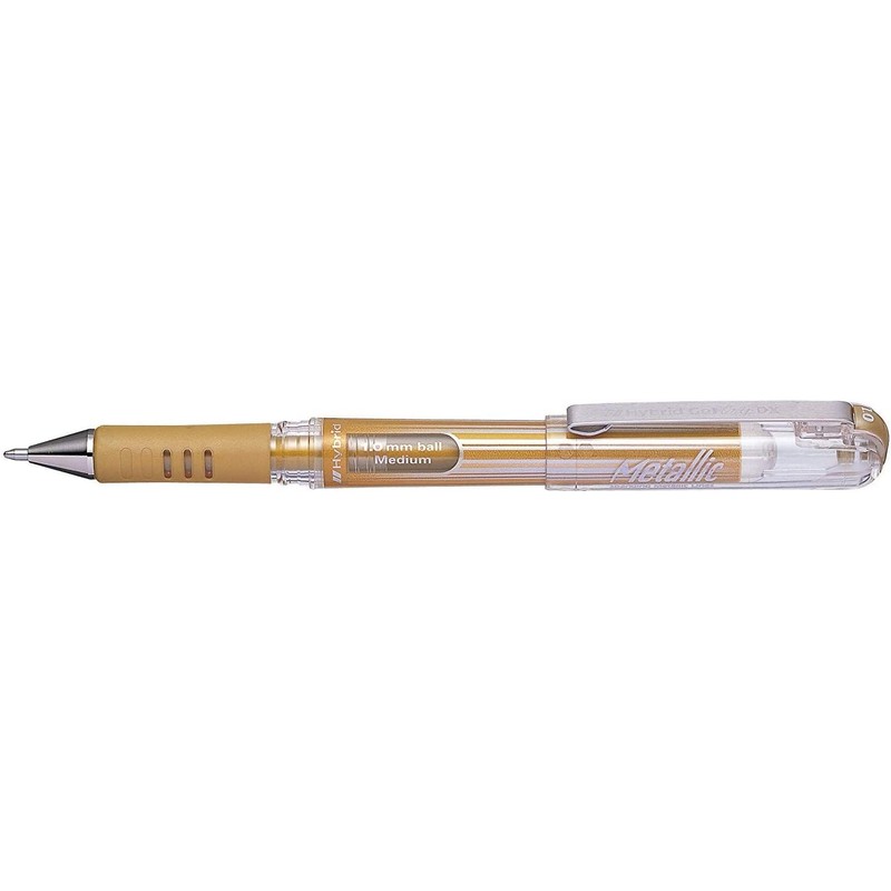 Pentel 1.0mm Tip Hybrid Gel Grip Dx Metallic Gold Ink