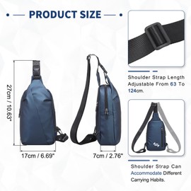 DTGN Small Sling Bag, Waterproof Nylon 7.9 Inch Crossbody Chest Bags Daypack Backpack with Anti-theft Pocket for Men Women (Dark Blue)