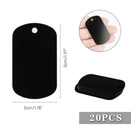 LVYKING 20 Pcs Aluminum Alloy Engraving Stamping Blanks, Metal Engraving Blank Dog Tags Set, Blank Tags for Jewelry Tags, Pet Id Tags, Keychain, DIY Art Craft Projects (Black)