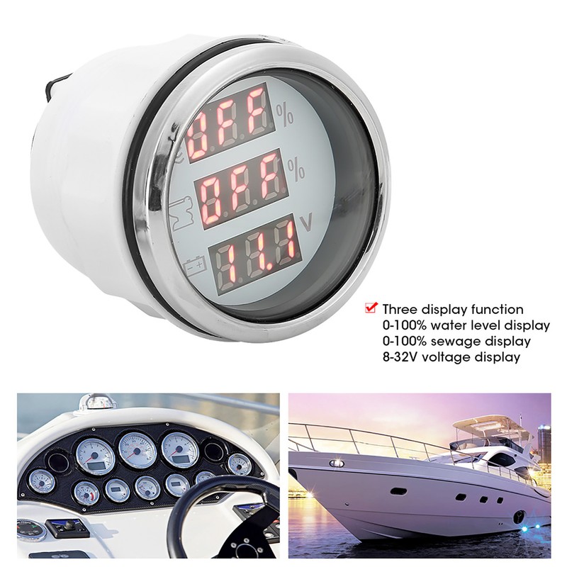 52MM/2in 3‑In‑1 Water Level Meter Sewage Gauge Voltage Instrument 0‑190Ω