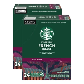 Starbucks Coffee K-Cup Pods, French Roast, Dark Roast Coffee, Notes of Dark Caramel & Sweet Smoke, Keurig Genuine K-Cup Pods, 24 CT K-Cups/Box (Pack of 2 Boxes)