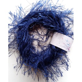 Multicolored Blue Eyelash Yarn - Starry Nights (Shades of Deep Blue, Gray and Iridescent)