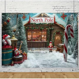 7x5ft Christmas Photography Backgrounds North Pole Backdrop Candy Lollipop Land Shop Children Baby Winter Portrait Backgrounds