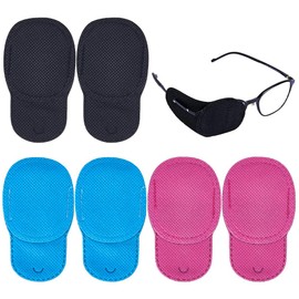 CREATCABIN 18Pcs Glasses Eye Patch Lazy Eye Patch for Amblyopia Strabismus Eye Patch Left to Cover Left Right Eye Textile Reusable Eyepatch for Medical Adults Toddlers Black Blue Red 3.6 x 2Inch