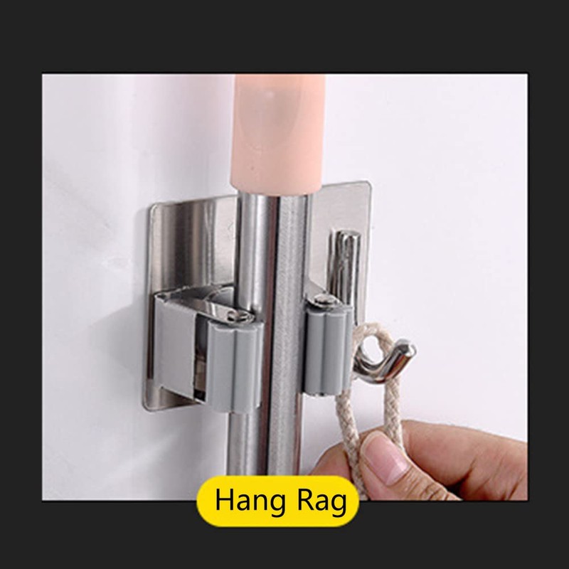 4 Pack Mop Broom Holder Stainless Steel No Drilling Wall