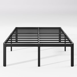 Hunlostten 16" High King Bed Frame No Box Spring Needed, Heavy Duty King Platform Bed Frame with Round Corners, Easy Assembly, Noise Free, Black
