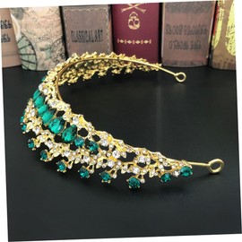 Beavorty 2pcs princess tiara headband rhinestone tiara wedding bridal tiara bridal headpieces for wedding bridal hairband fairy green hair ties Bride Crown Baroque crystal bridesmaid