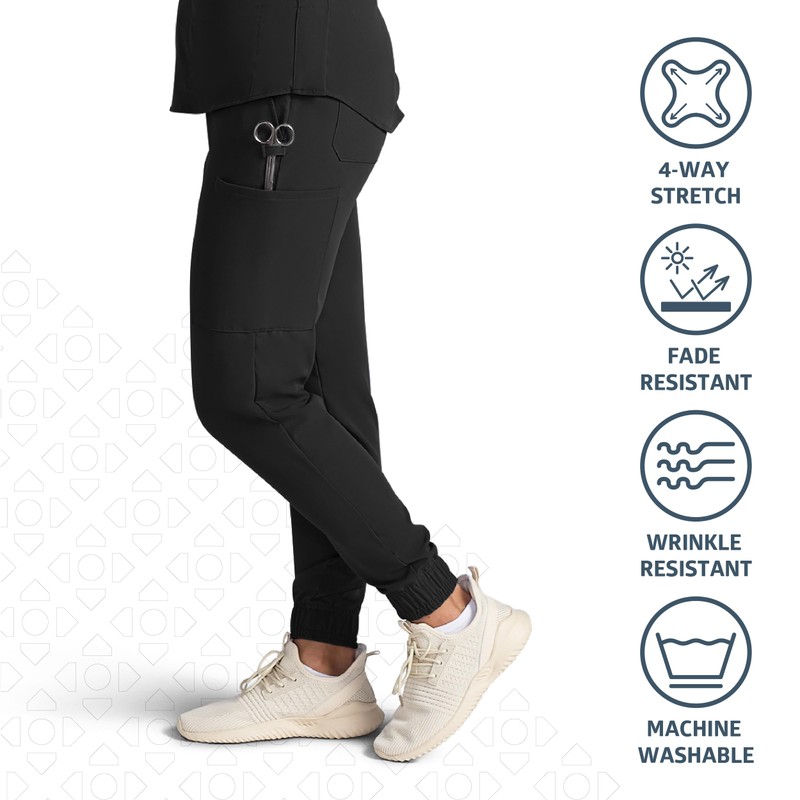 ave. First Women's Scrub Pants, Modern Jogger Style, Mid-Rise, Breathable
